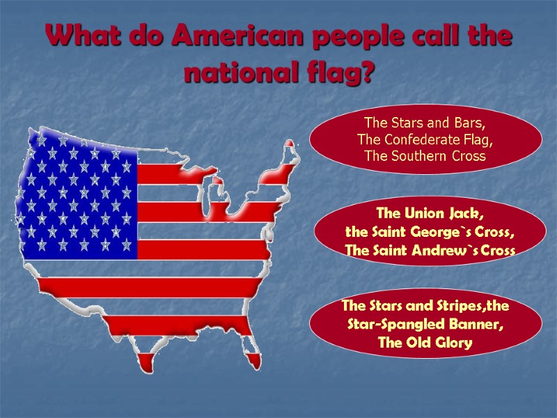 What do American people call the national flag? The Stars and Stripes,the Star-Spangled Banner,